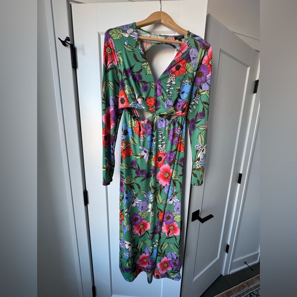 AFRM Revolve Floral Cutout Dress in Green and Multicolor - Picture 4 of 5